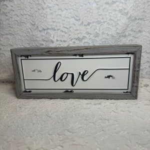Love 12" X 5" Wooden Wall Decor Rustic Embossed Retro Metal and Wood Framed Sign
